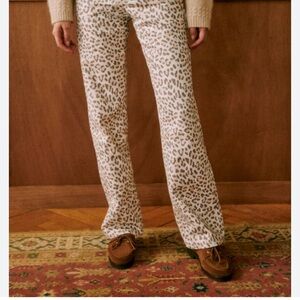 Sézane Wide Leg Trouser in Leopard Print Blonde
